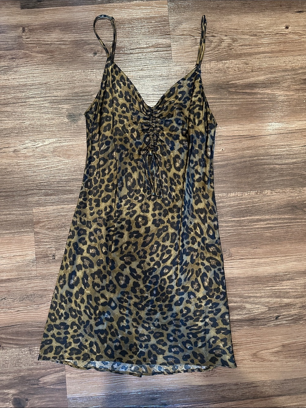 Mini Leopard Print Slip Dress - Black & Brown